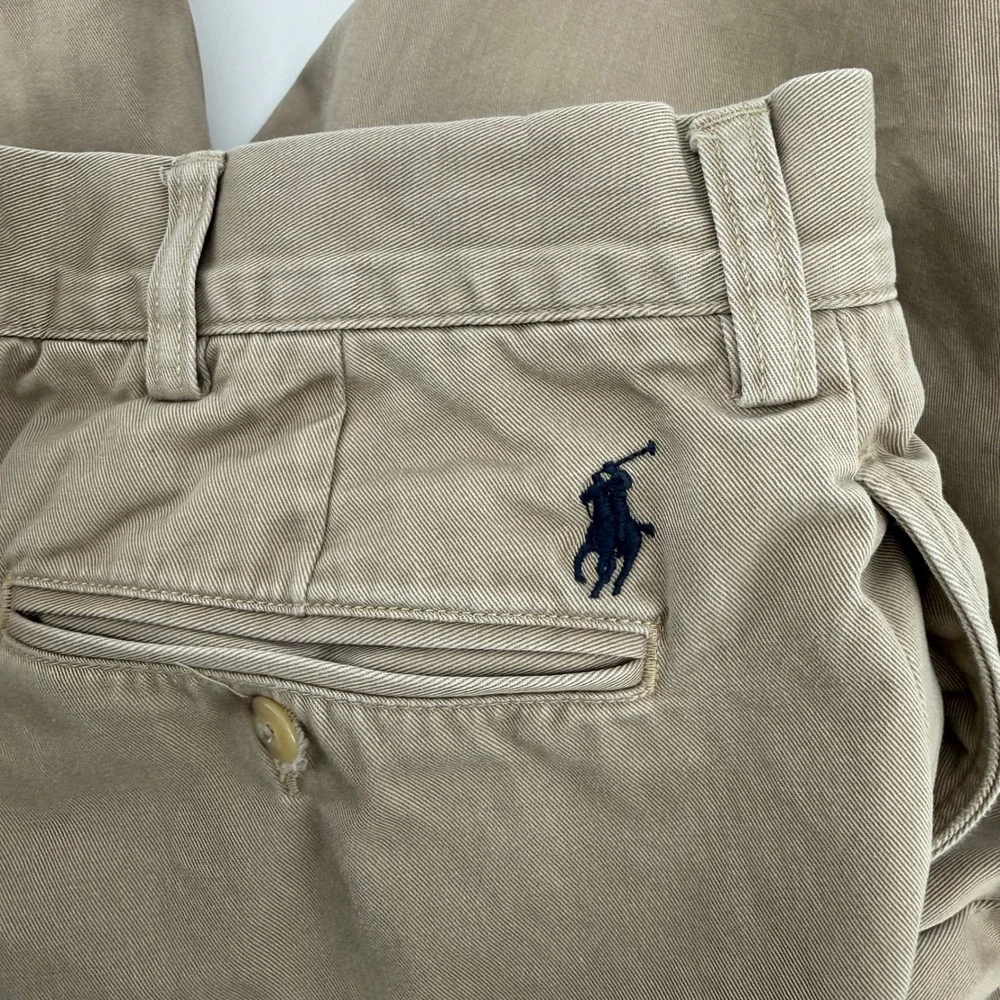 Vintage Polo‎ Ralph Lauren Mens Khaki Pleated Chino Pants Size 32x31 Preppy